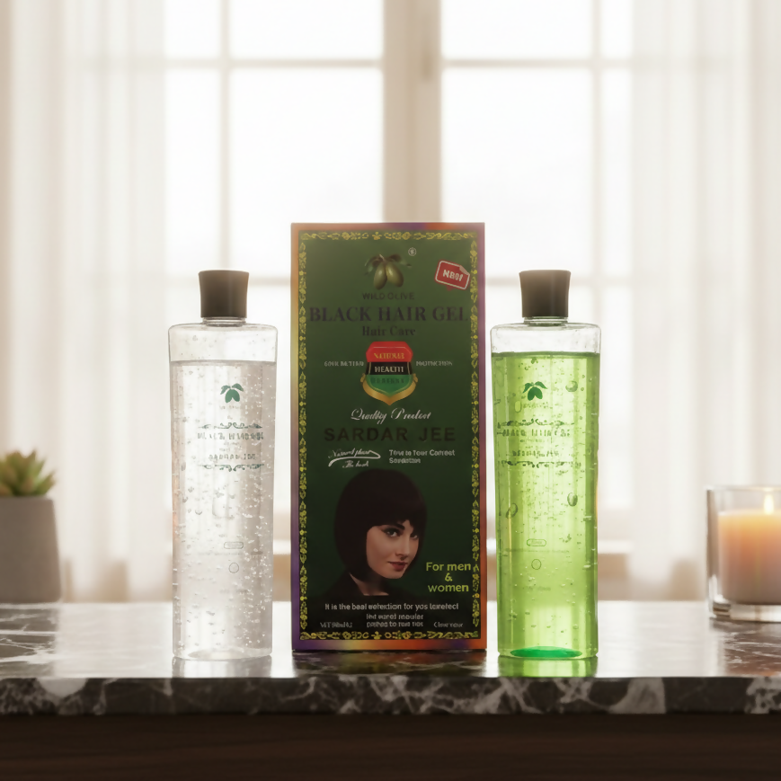 Sardar Jee Black Hair Color Gel – Easy Dyeing Colouring Gel with Oil (2 Bottles, 1000ml) | Long-Lasting Natural Black Hair Color