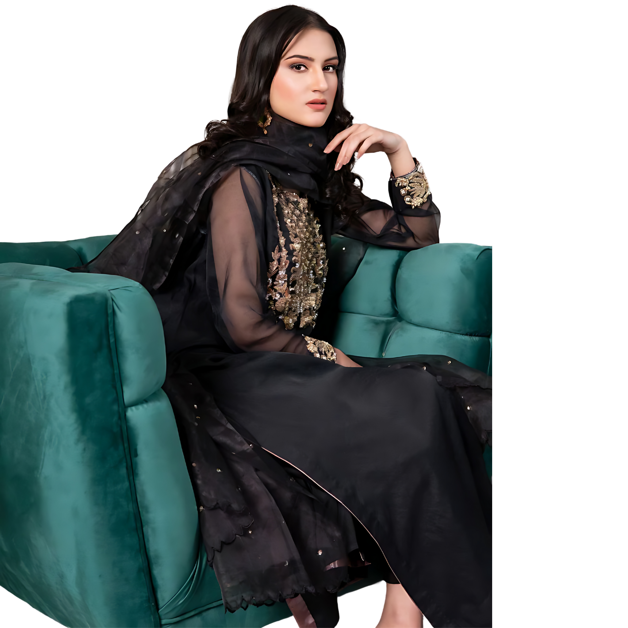 Black Organza Ensemble Suit