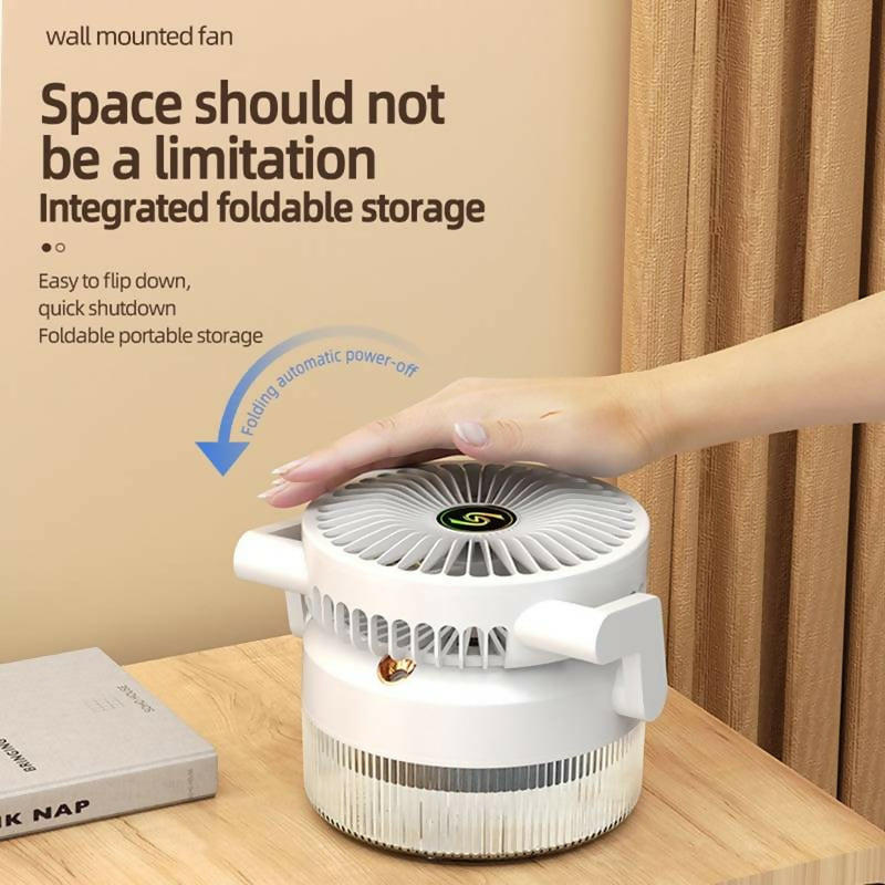 800ML Rechargeable Desktop Humidification Fan Portable Foldable Spray Misting Fan With Blue Light (Random Colour)