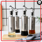 Olive Oil & Vinegar Glass Dispenser – 300ml Leak-Proof Kitchen Bottle with Dropper