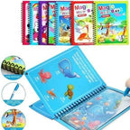 Magic Water Coloring Book For Toddlers Reusable Water Painting Book With 1 Pen Educational Travel Toy | 8 pages (Random Design)
