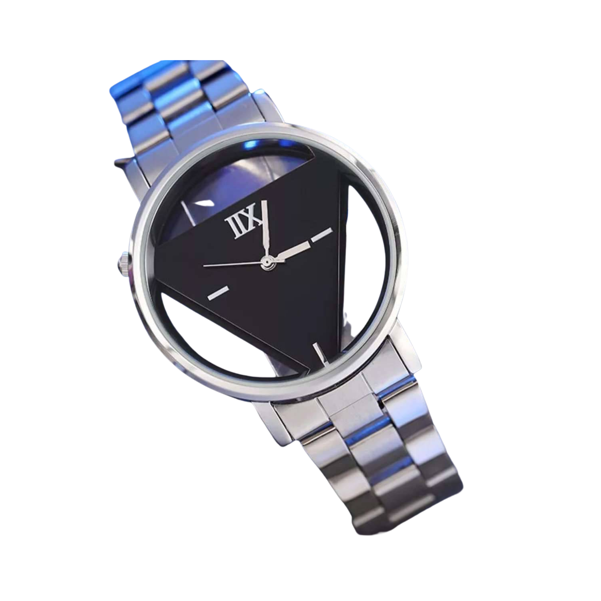 Wristwatch, Triangular Geometric Dial & Stainless Steel, for Men