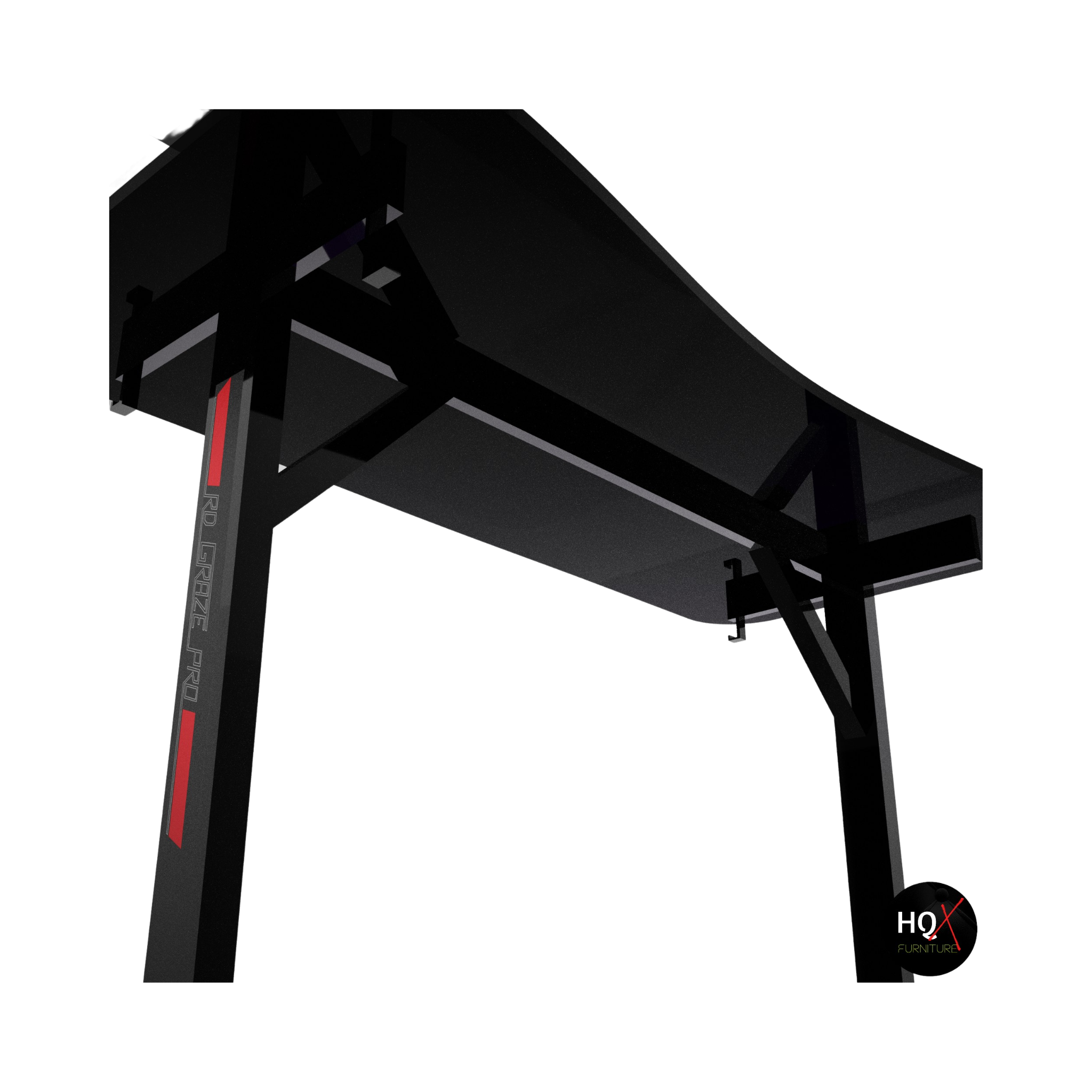 Gaming Table, LED Lights Installed, Headphones Holder & Wire Management Hooks