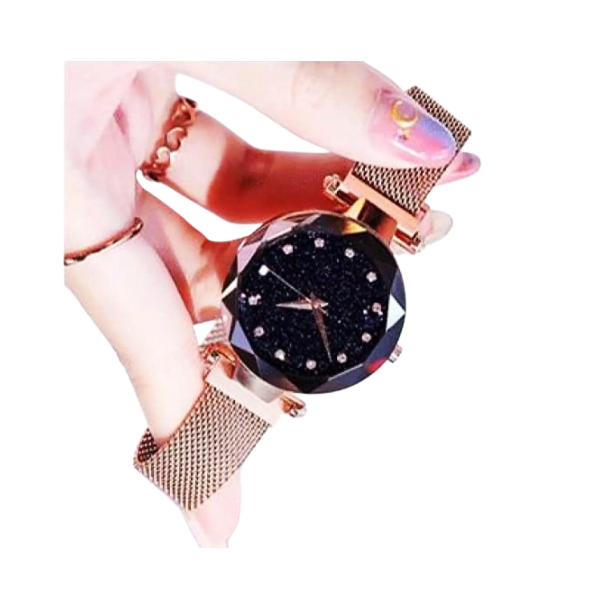 Wristwatch, Blacky Stylish & Magnetic Strap, for Women