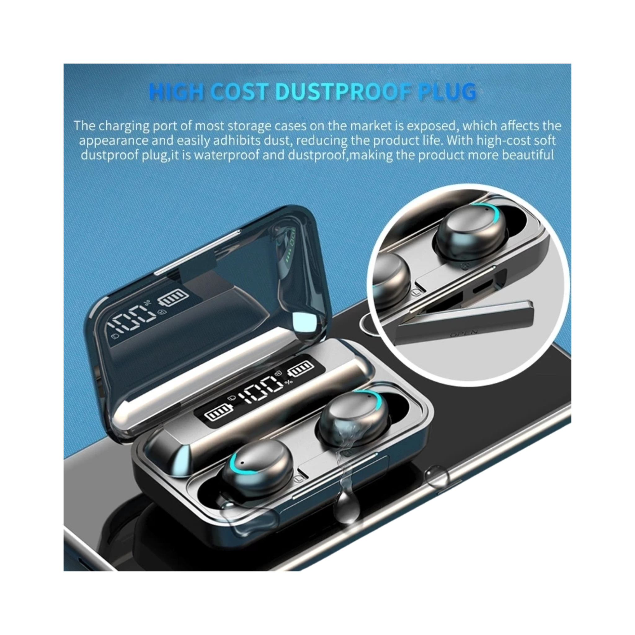 Earbuds, Wireless & Waterproof, with Charging Box