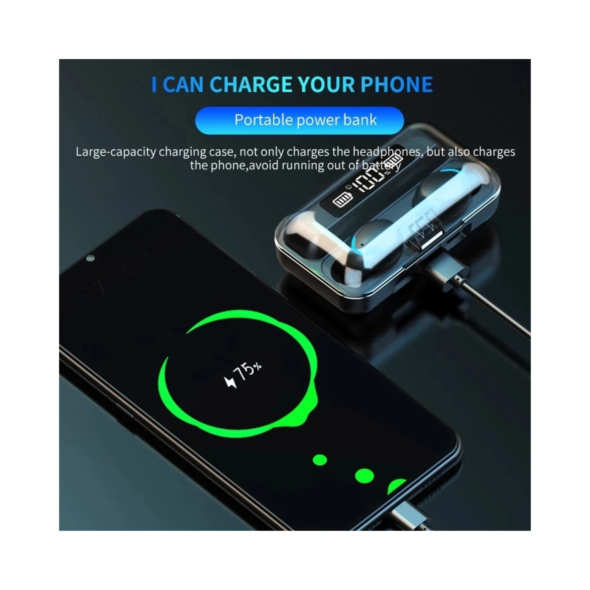 Earbuds, Wireless & Waterproof, with Charging Box