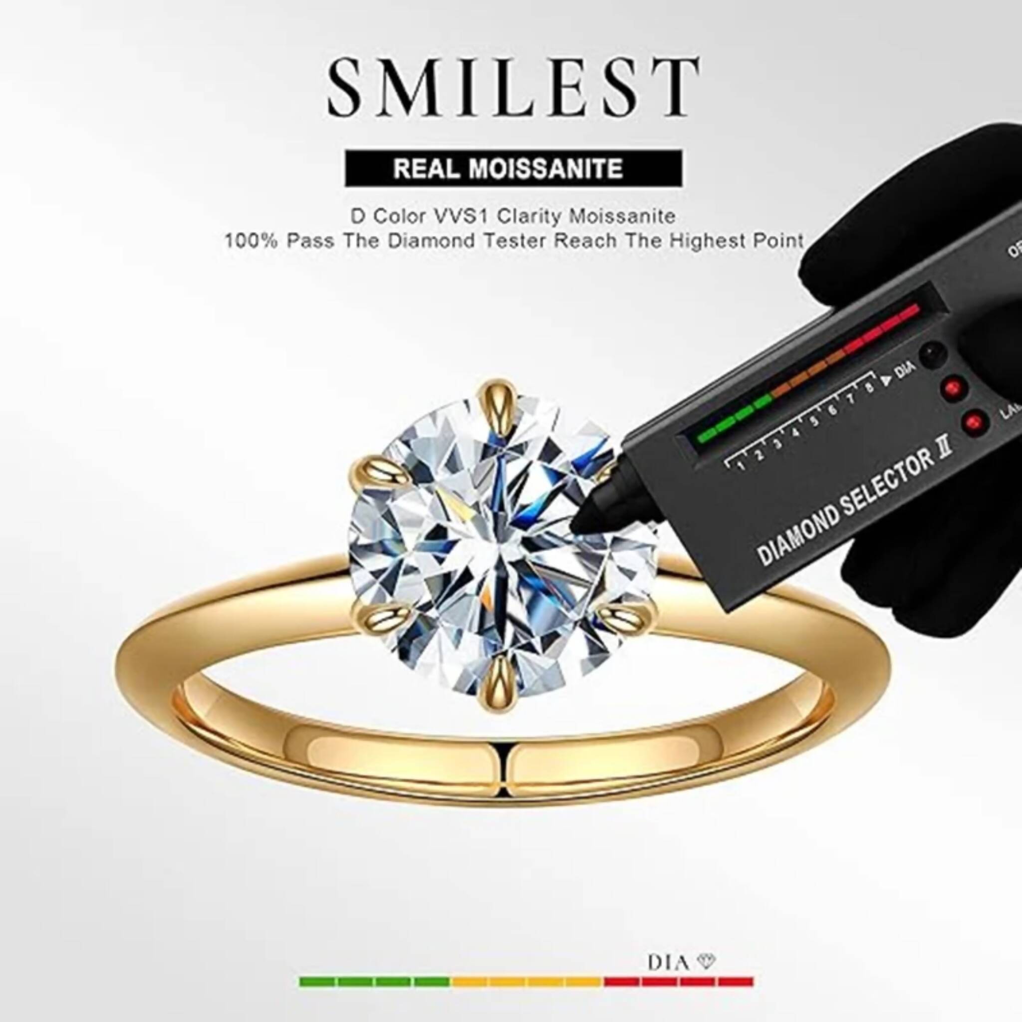 Moissanite Ring, GRA Certified 1-5CT & Engagement & Wedding Band Jewelry, for Women