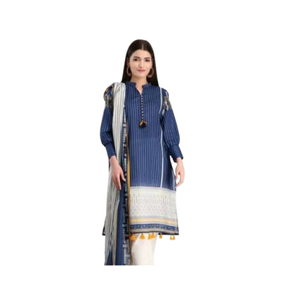 Unstitched Suit, Printed Sleeves & Printed Lawn Dupatta, for Women