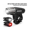 Bicycle Front Light, Waterproof & Rechargeable with 2 Back Lights