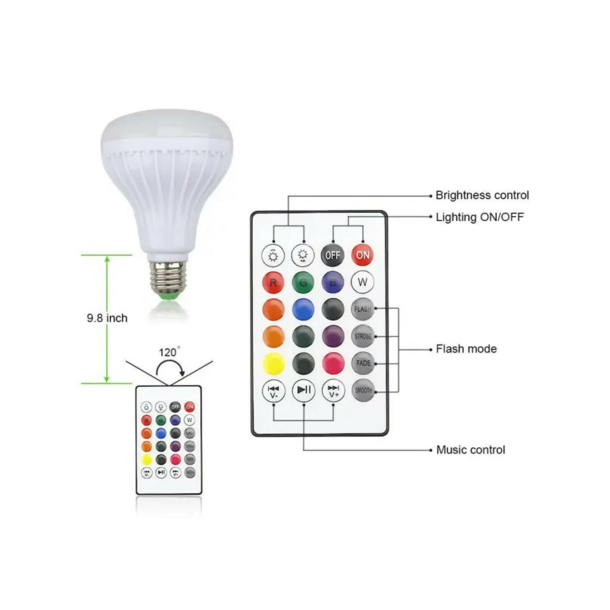 Light Bulb, Bluetooth Speaker with RGB LED and Remote Control