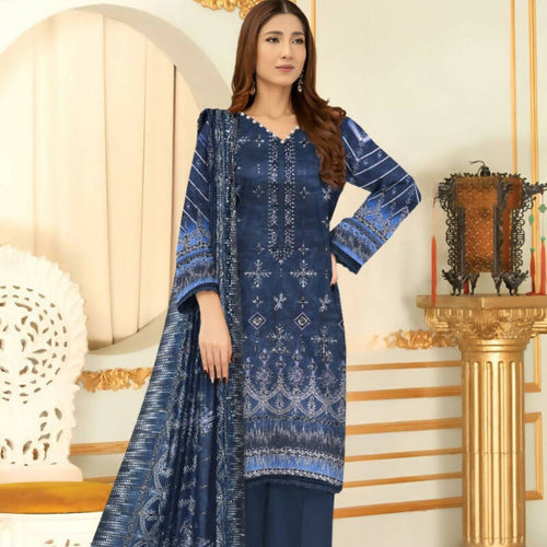 Dress, Embroidered Shirt, Lawn Trouser & Chiffon Dupatta - 3-Piece Set, for Women