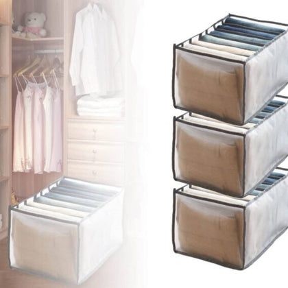 Clothes Organizer, Washable Clothes Organizer with Grids & Jeans Compartment Storage