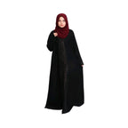 Abaya, Black Lace & Mokesh Embellished 1-Piece Modest Elegance, for Women