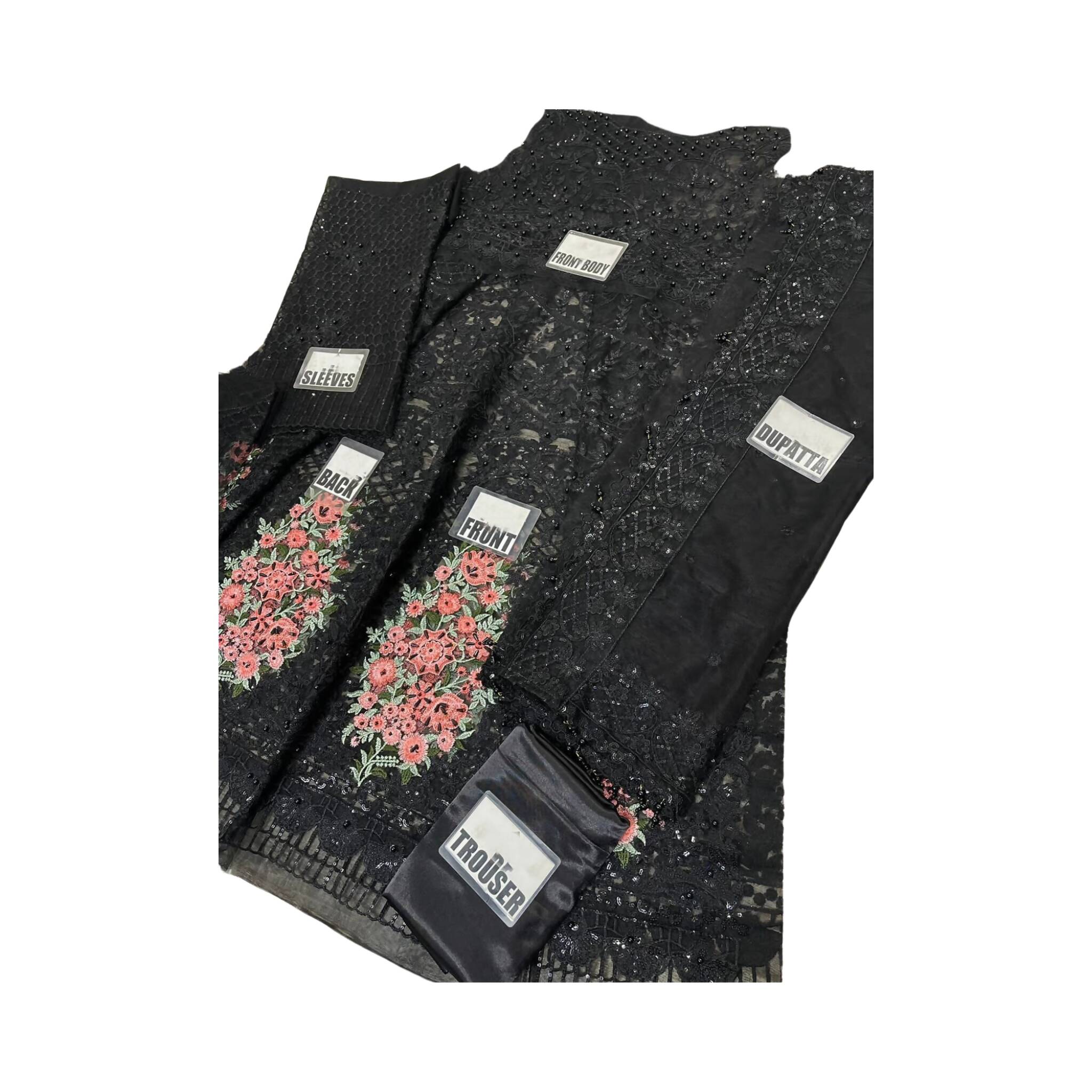 Unstitched Suit, Net Wedding Dress with Embroidered Dupatta - Bridal Couture, for Women