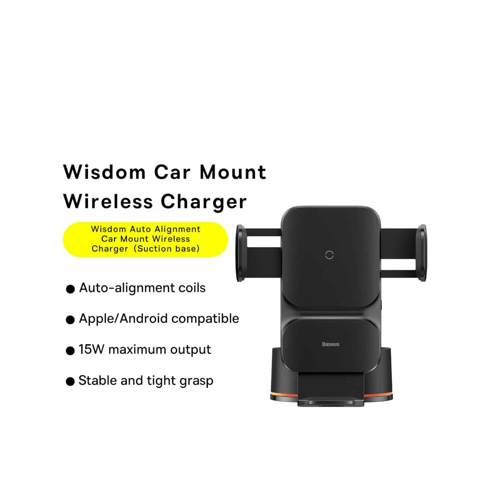 Car Mount Wireless Charger, Fast Wireless Charging, for Car Effortless Mounting