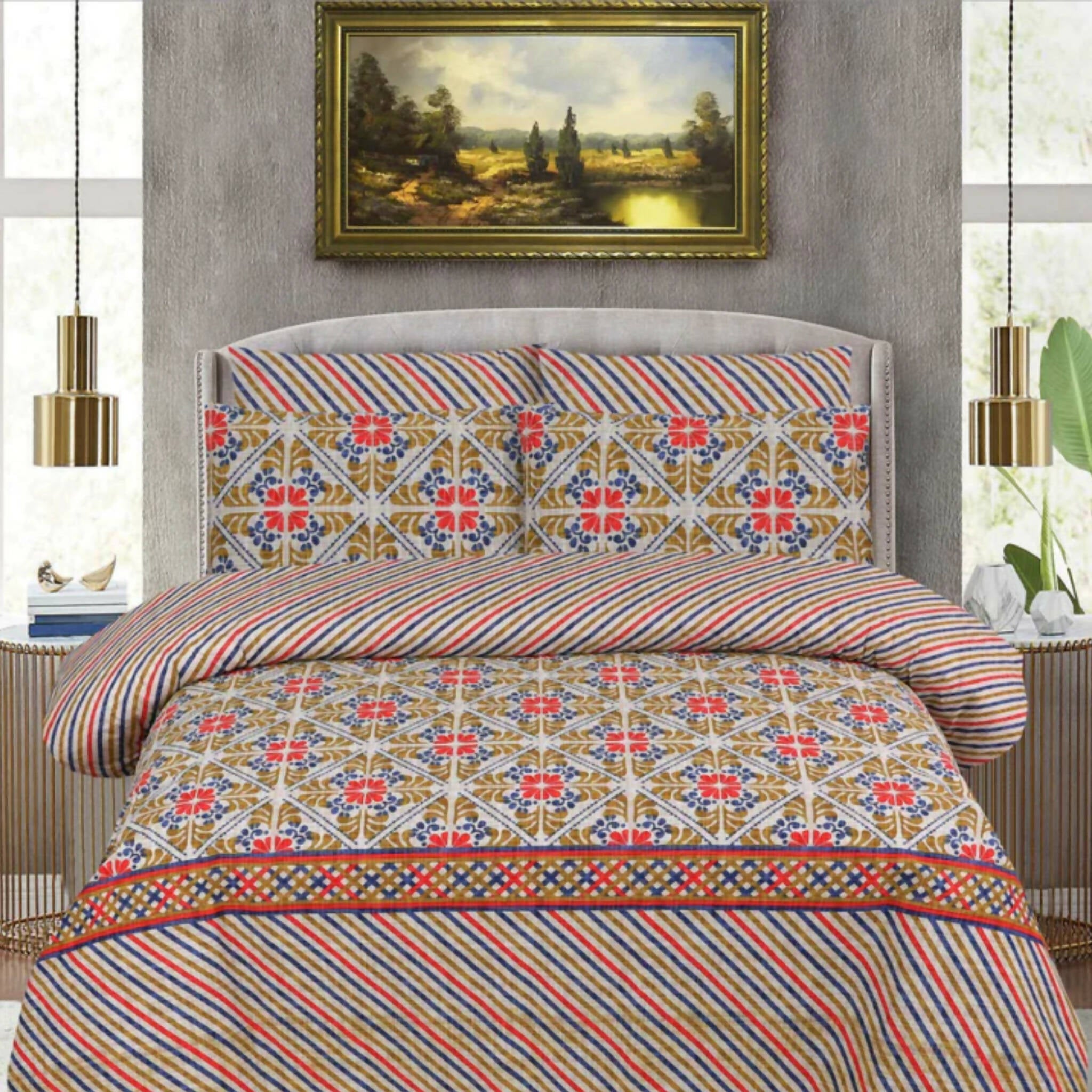 Quilt Cover, Elegant Square Floral|Polycotton|Multiple Sizes