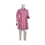 Shirt, Bright Taffy Pink & Checkered Lawn Cotton, for Women