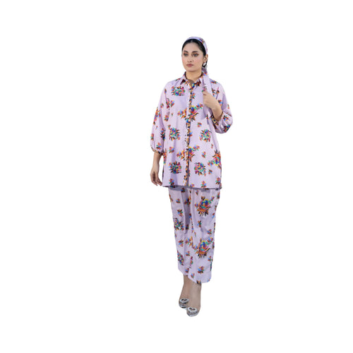 Suit, Timeless Floral Elegance, Chic Two-Piece Viscose Lawn Ensemble