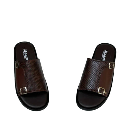 Slippers, Brown Synthetic Leather & Stylish Comfort, for Men