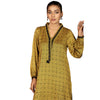 Yellow Jacquard Shirt, Elegance with Indian Collar, Lace Detailing, & Playful Tassels