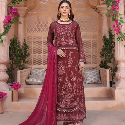 Stitched Wear, Crinkle Chiffon Ensemble, Timeless Elegance & Intricate Embroidery