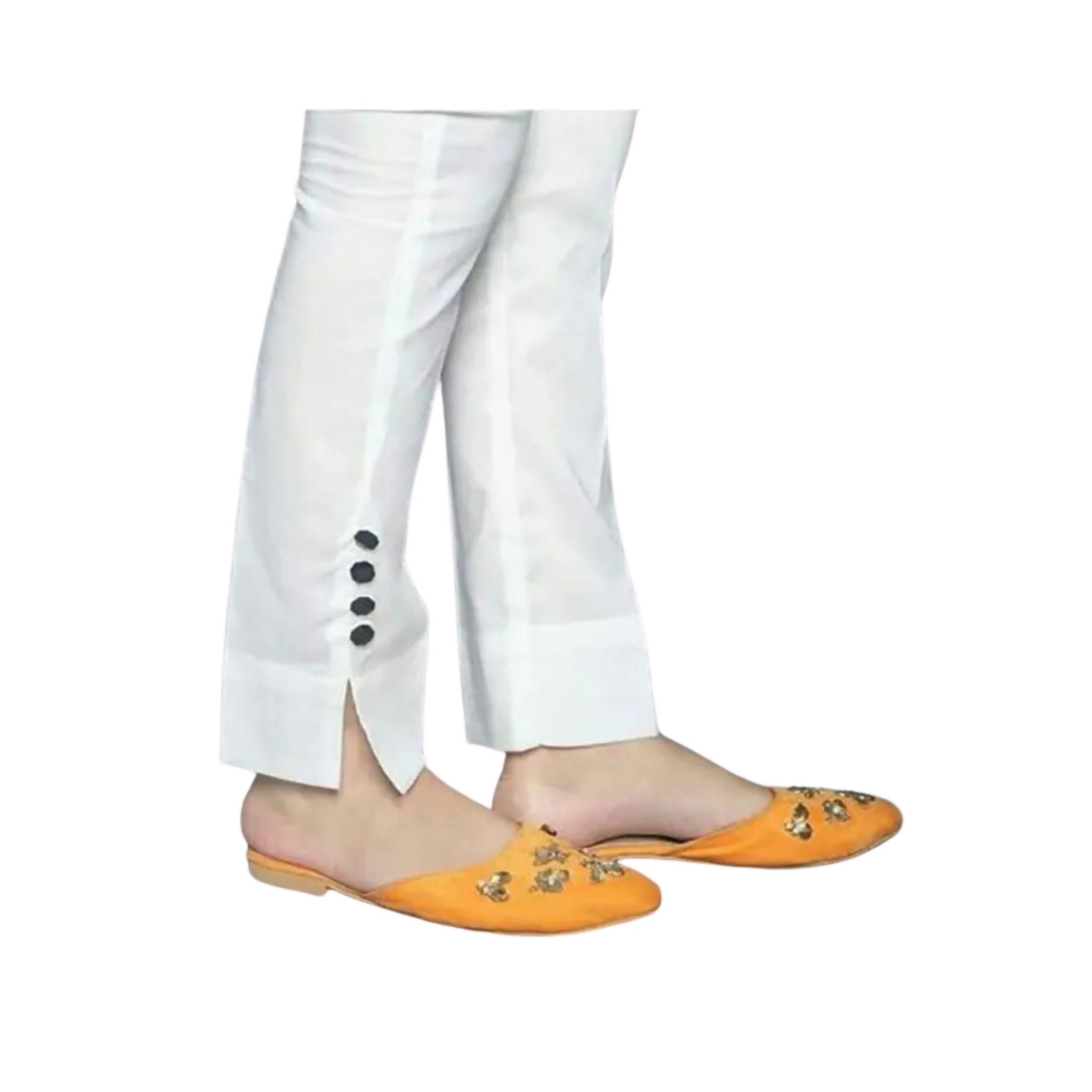 Ladies White Cotton Stitch Shalwar Trouser Chic and Comfortable Action WebStore