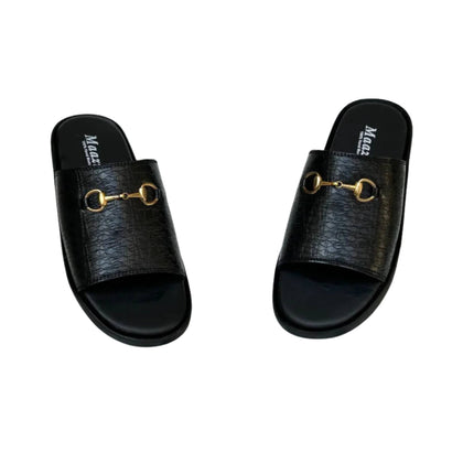 Slipper, Black Synthetic Leather & Elevate Your Casual Comfort, for Men