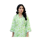 Shirt, Lively Green Ethnic Printed Viscose Lawn & Stylish Summer Fashion