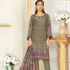 Dress, Embroidered Shirt, Lawn Trouser & Chiffon Dupatta - 3-Piece Set, for Women
