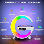 Wireless Charger Atmosphere Lamp,Bedside Lamp with Alarm Clock Bluetooth Speaker
