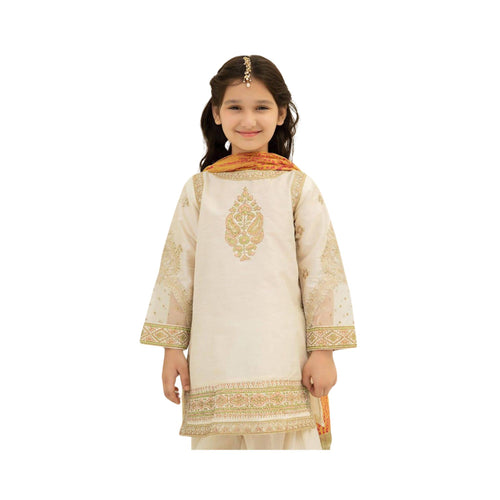 Unstitched Suit, Embroidered Chiffon & Net Suit Set, for 5-13 Years