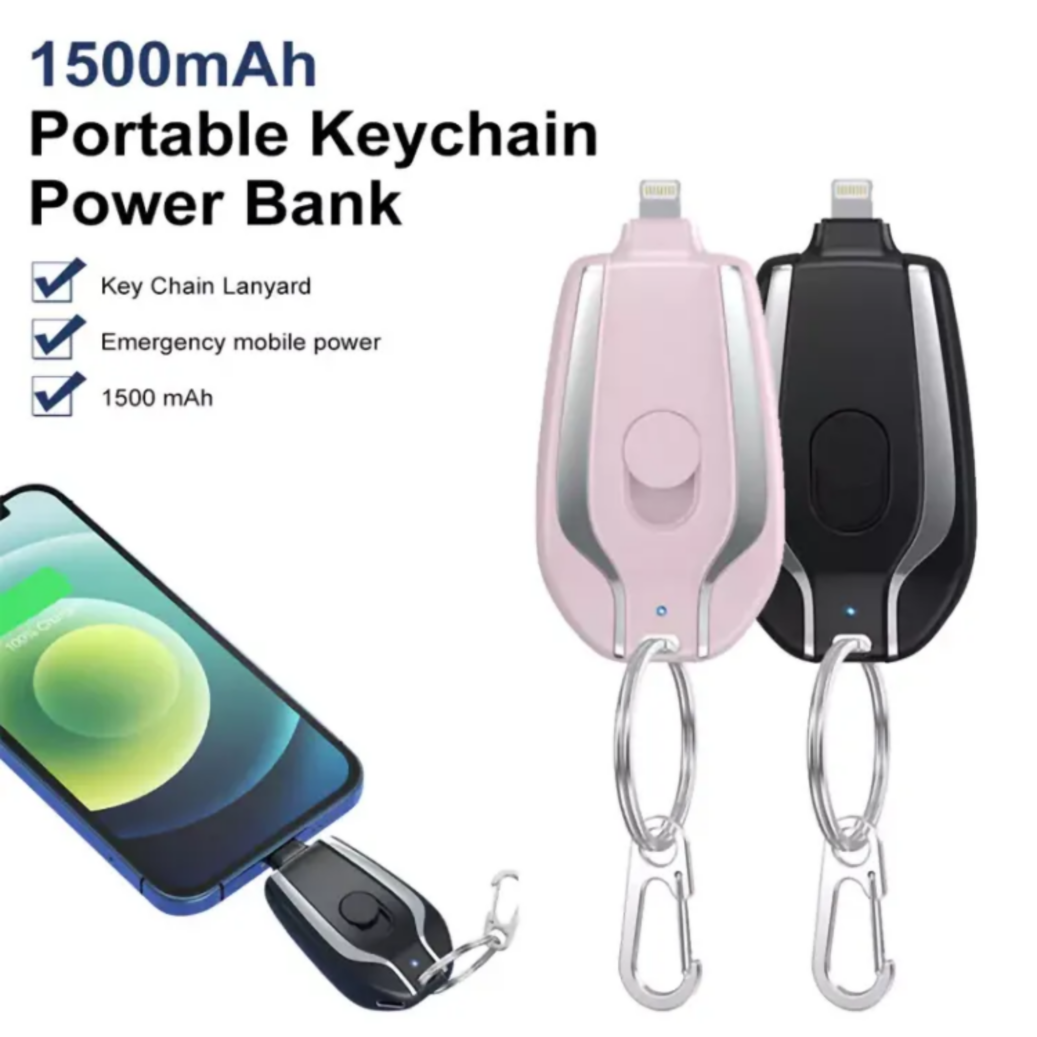 Portable Keychain Power Bank 1500mAh Mini Charger – Action WebStore