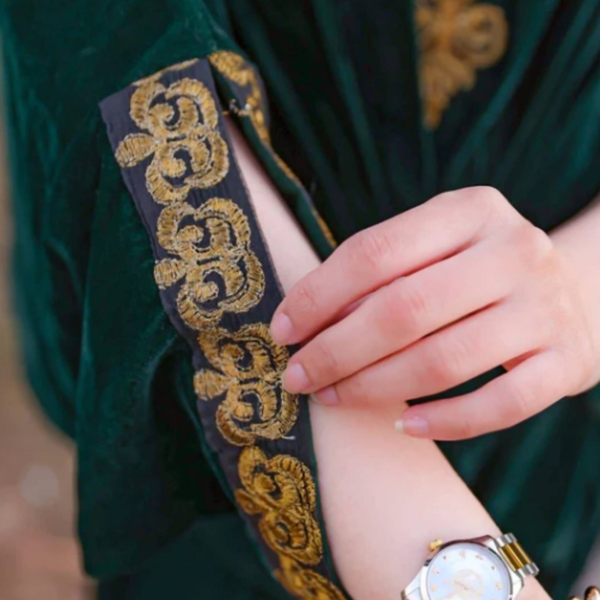 Kaftan, Midnight Green Elaheh Velvet Style & Elegance, for Fall Wardrobe