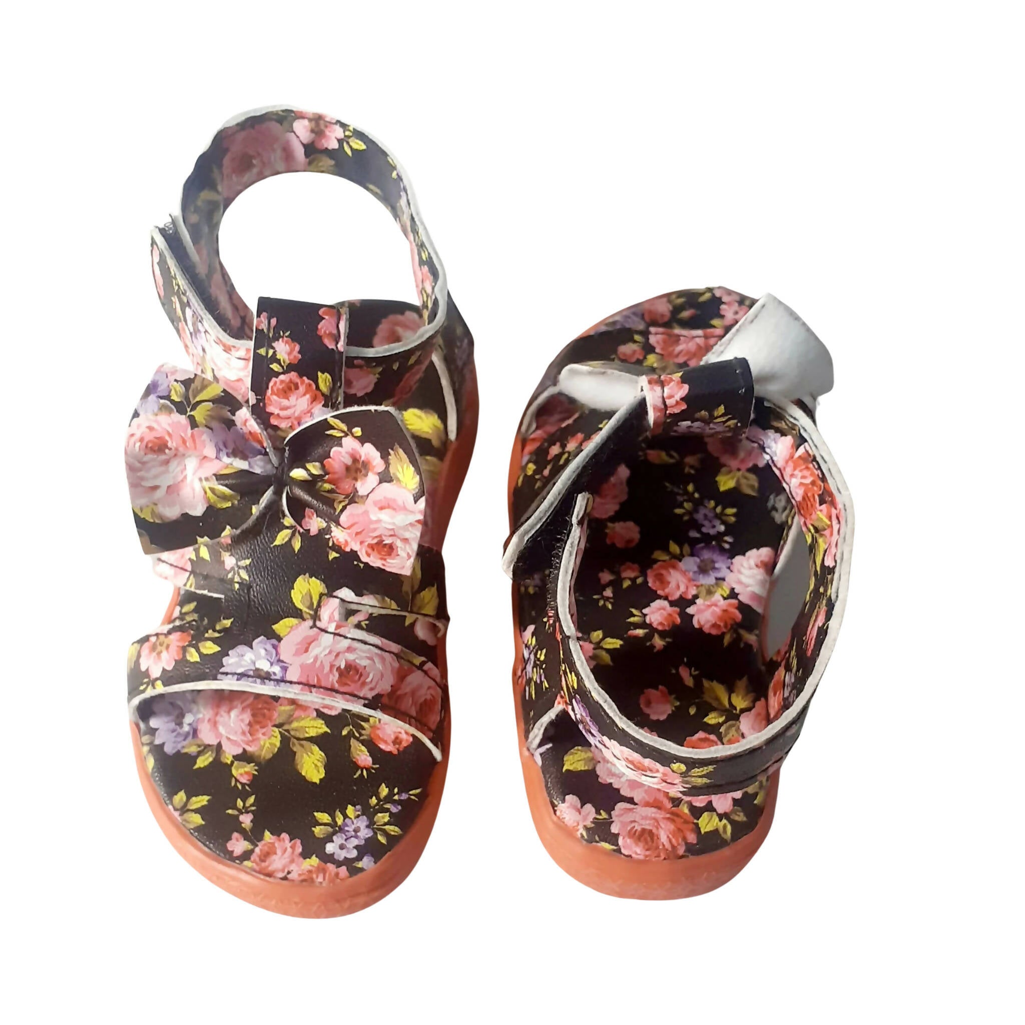 Sandals, Black Flower Strap, Comfortable, for Baby Girls