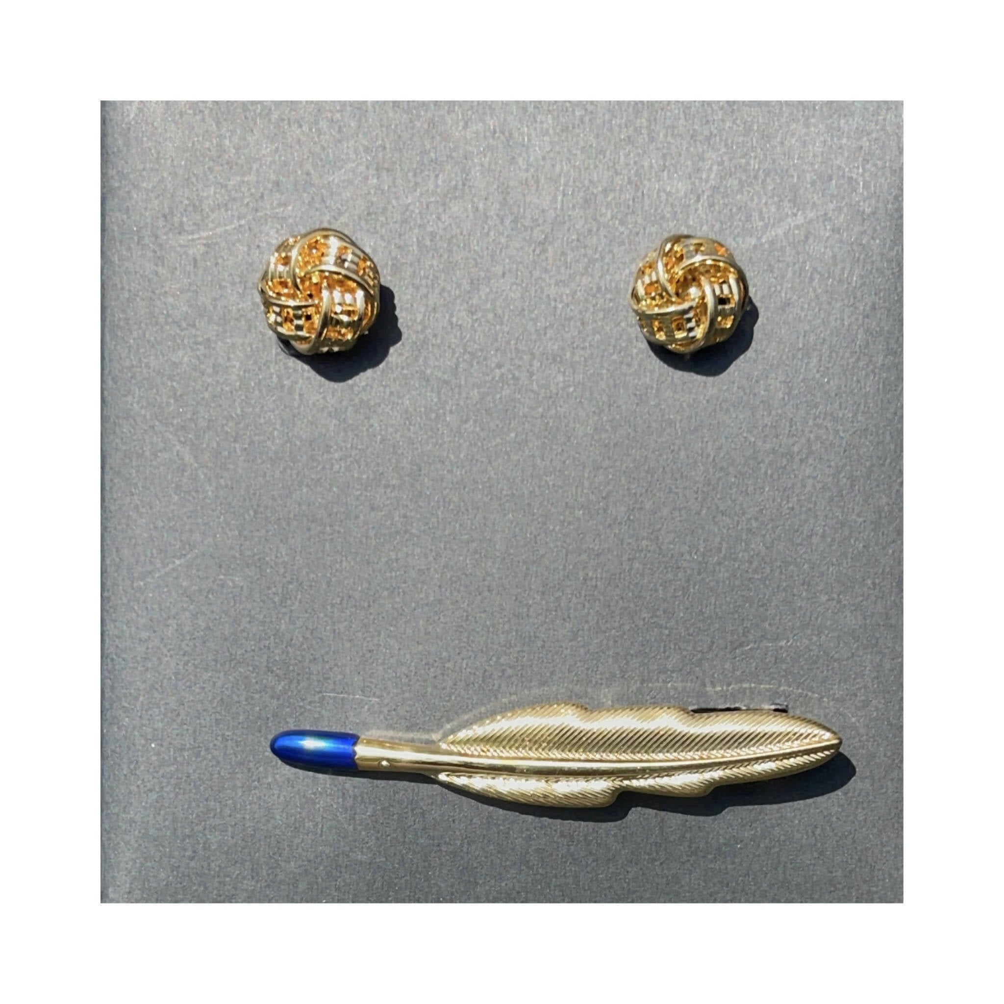 Tie Set, Light Blue 4 Pieces with Cufflinks & Clip by Don Louis