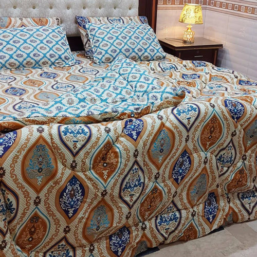 Comforter Set, Cozy Elegance, 6-piece Cream, in Soft Polycotton