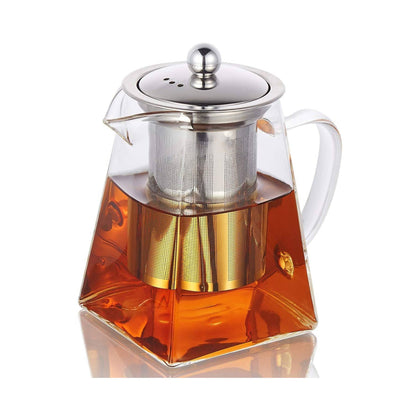 Glass Teapot, Premium Borosilicate with Stainless Steel Infuser - Quality Craftsmanship