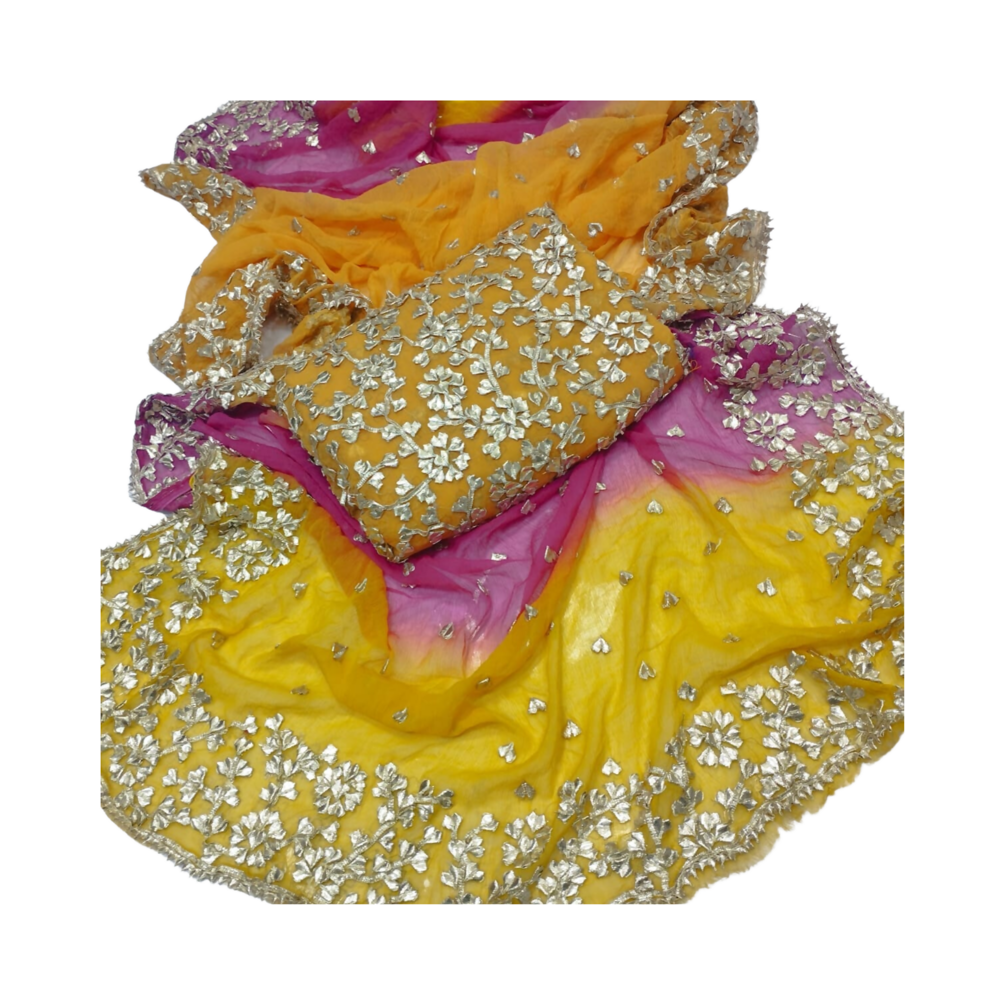 Unstitched Suit, Handmade Gotta Patti Chiffon, for Ladies