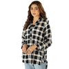 Shirt, Charming Linen Checkered Print with Indian Collar & Unique Details, for Women