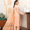 Unstitched Suit, Peach Leather Chikankaari Ensemble - with Velvet Shawl, for Women