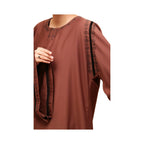 Abaya, Lace Detailing, Round Neck with Button-Through Opening, for Women