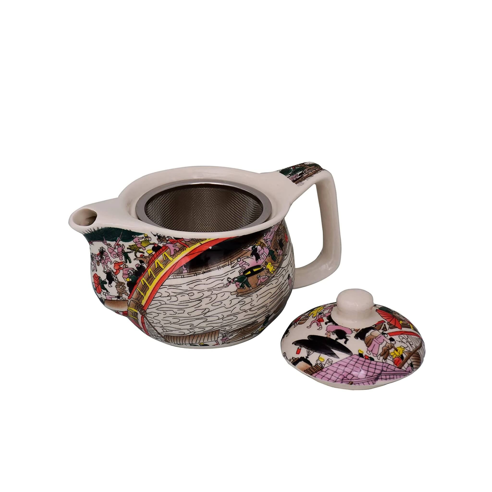 Tea Kettle, Artisanal Excellence Unique 350ml Round Teapot with Glazed Finishes