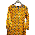 Distinctive Khaddar Shirt, Yellow-Green-Blue Motif, Keyhole Neckline, for Women