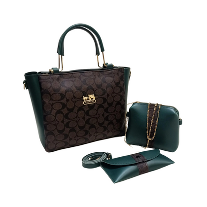 Coach Bag, 3-Piece Set with Long Strap and Chain Accent, for Ladies'