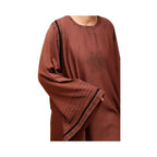 Abaya, Lace Detailing, Round Neck with Button-Through Opening, for Women