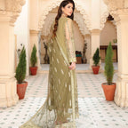 Semi Stitched Net Embroidered Ensemble