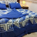 Comforter Set, Modern Elegance, 6-Piece Blue Square