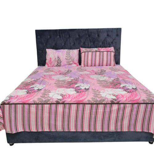 Bedsheet, Elegant Comfort, Cream Floral Polycotton