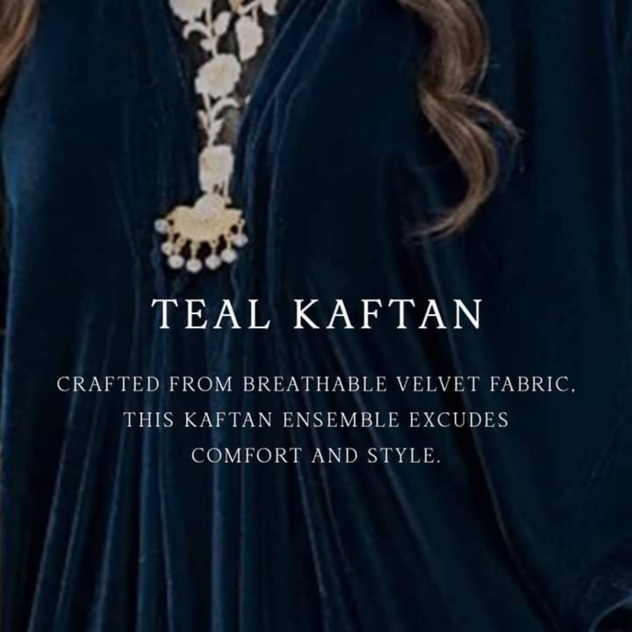 Kaftan, Teal Blue Symbol Of Opulence & Sophistication, for Women