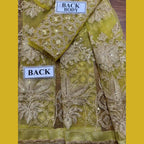 Unstitched Suit, Net Mehndi Mayon Frock Maxi Dress with Embroidered Dupatta, for Women